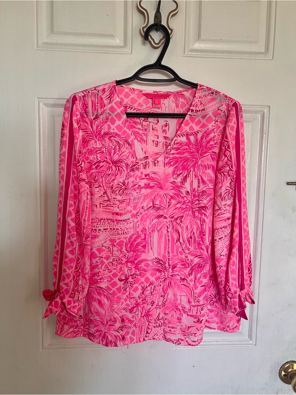 Lilly Pulitzer | Bright Pink Printed V-Neck Women’s Top